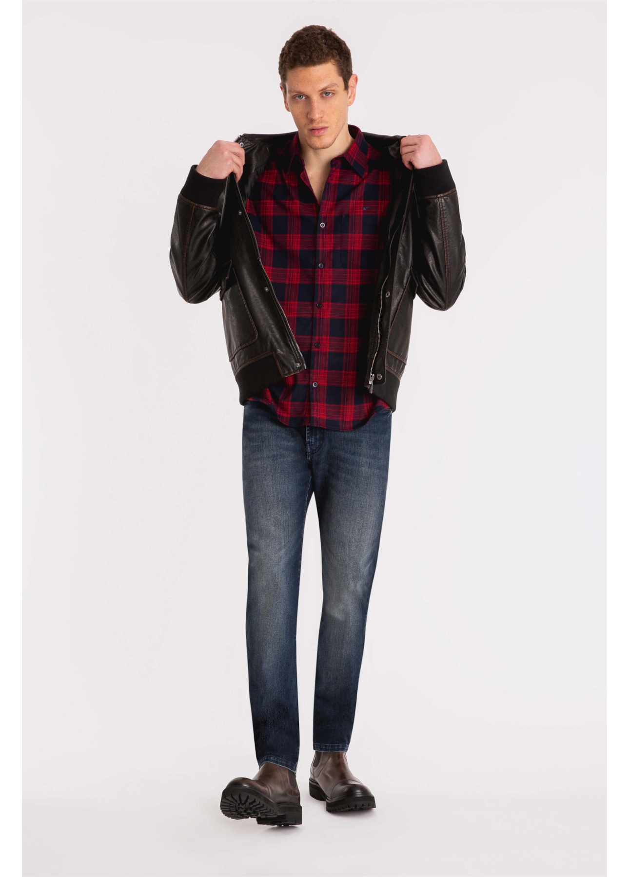 Camisa Xadrez Scarff Plaid Bordeaux