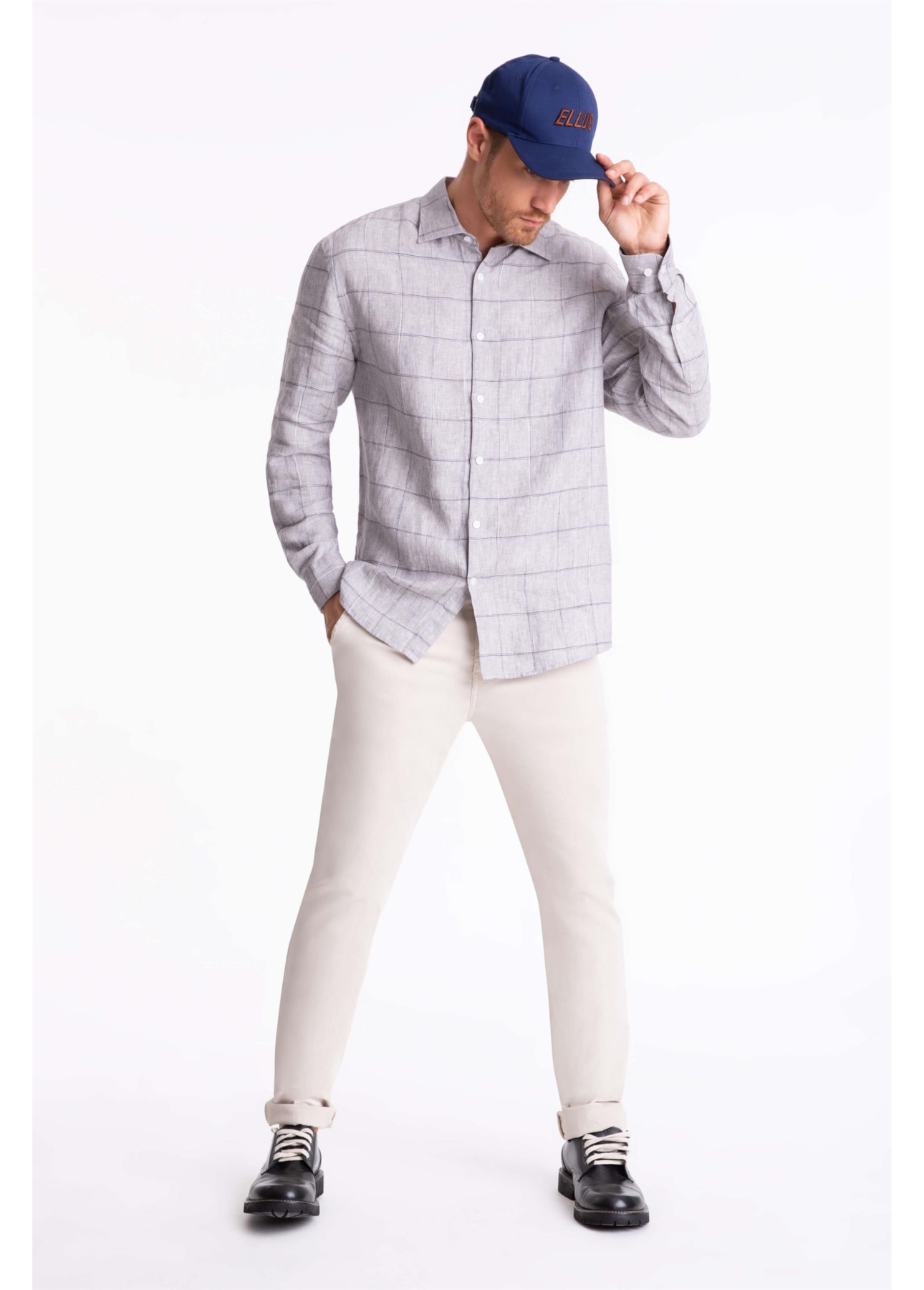 Camisa Xadrez Twins Classic Italian Cinza