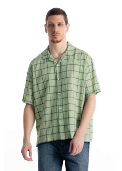 Camisa Xadrez Voil Plaid Overshirt Verde