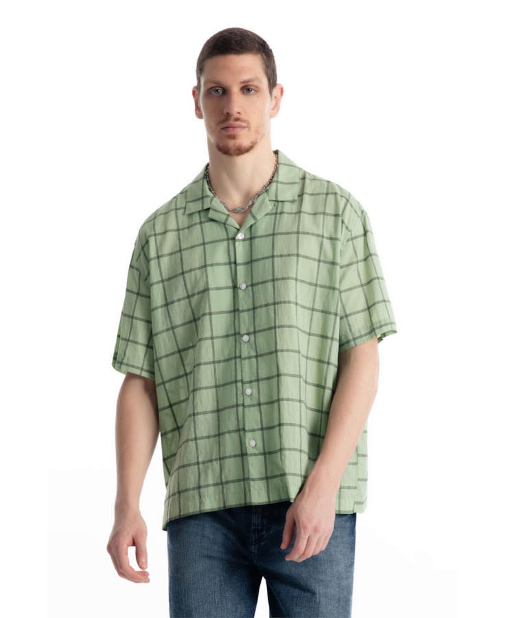 Camisa Xadrez Voil Plaid Overshirt Verde