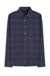 Camisa Xadrez Wool Touch Blas Plaid Classic Bordeaux