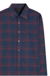 Camisa Xadrez Wool Touch Blas Plaid Classic Bordeaux