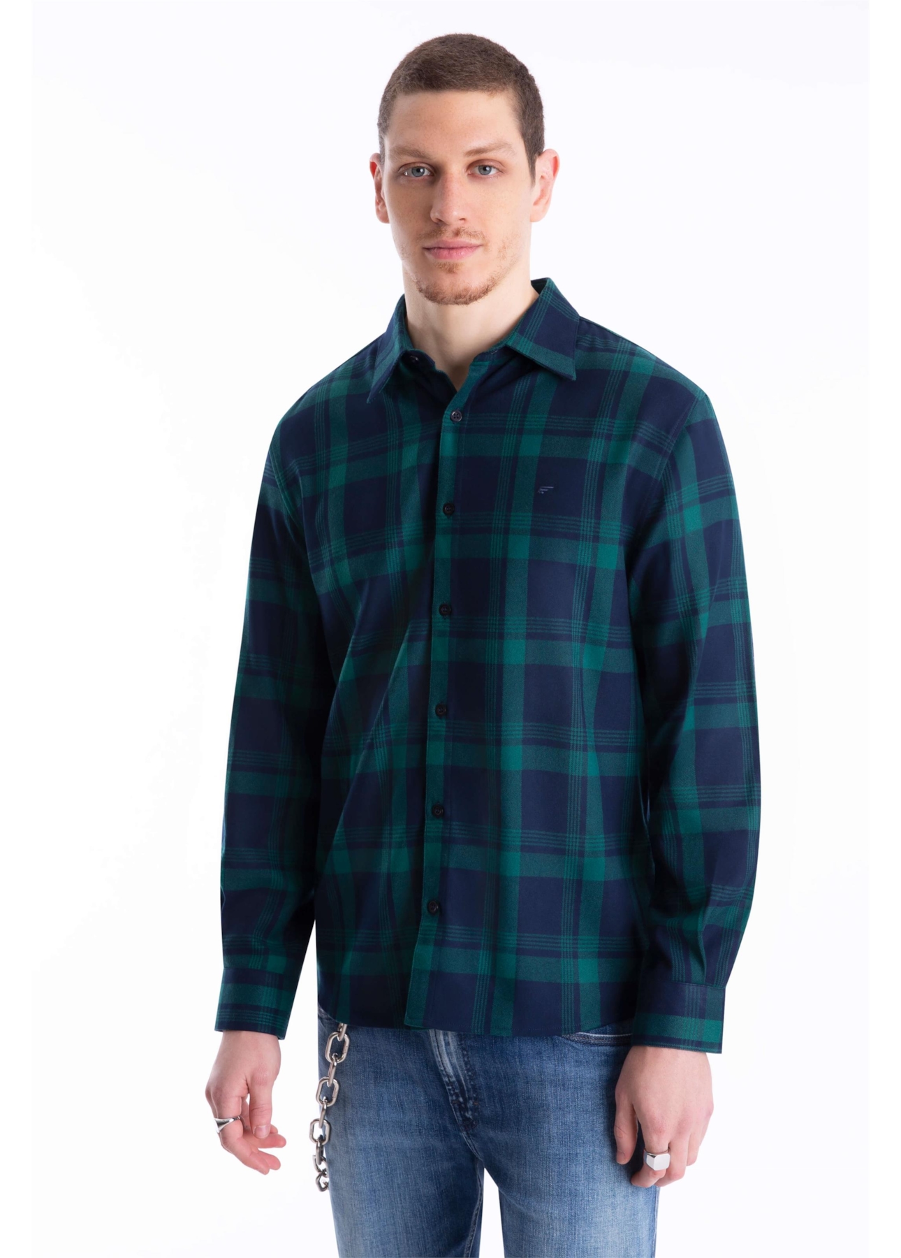 Camisa Xadrez Wool Touch Blas Plaid Classic Verde Escuro