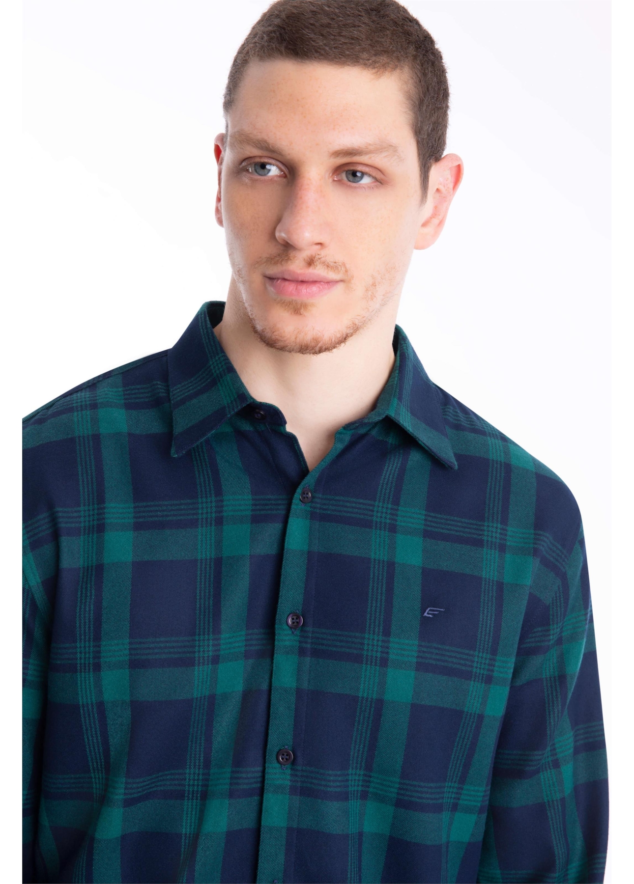 Camisa Xadrez Wool Touch Blas Plaid Classic Verde Escuro