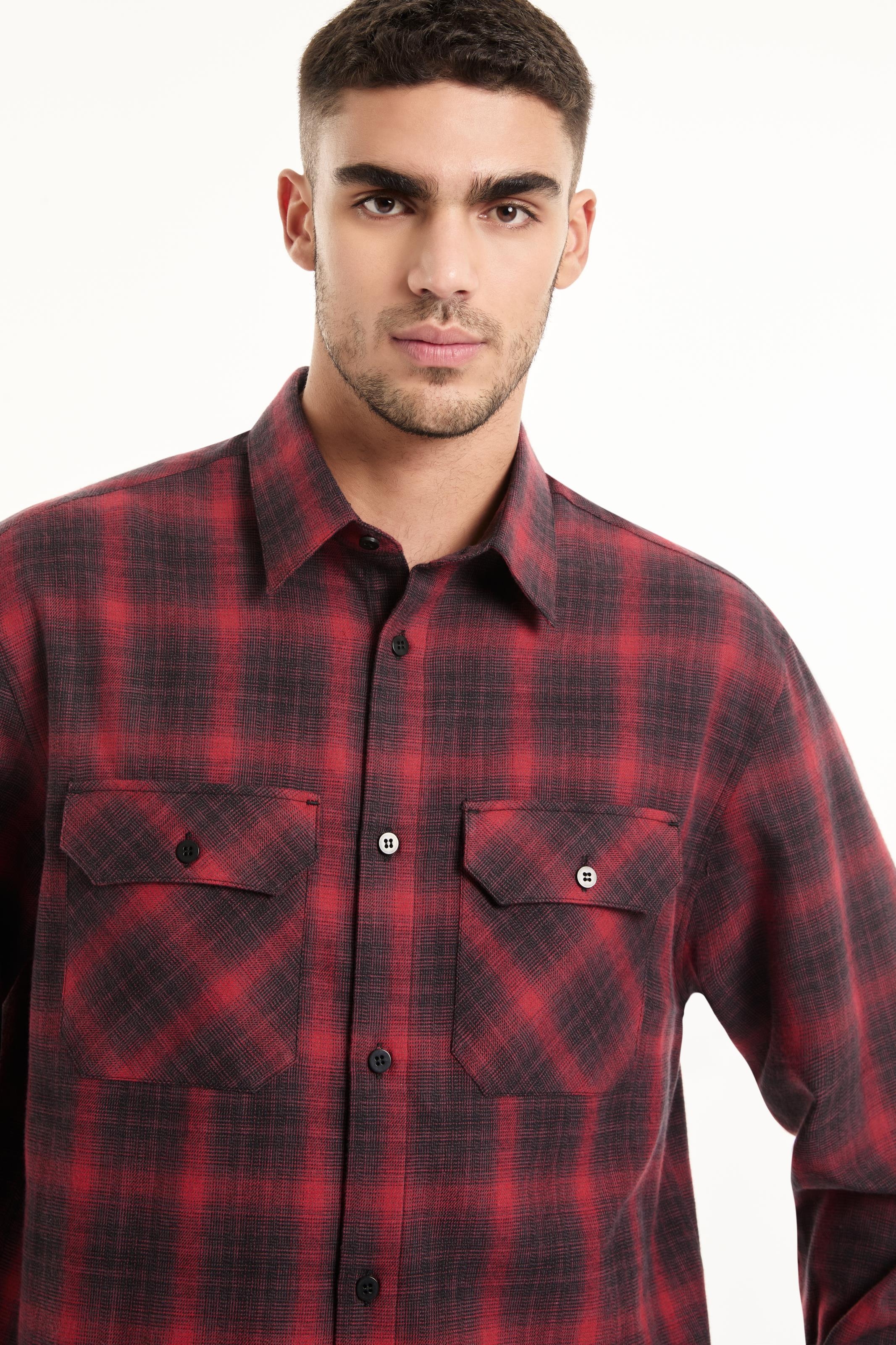 Camisa Xadrez Wool Touch Denmark Loose Cereja