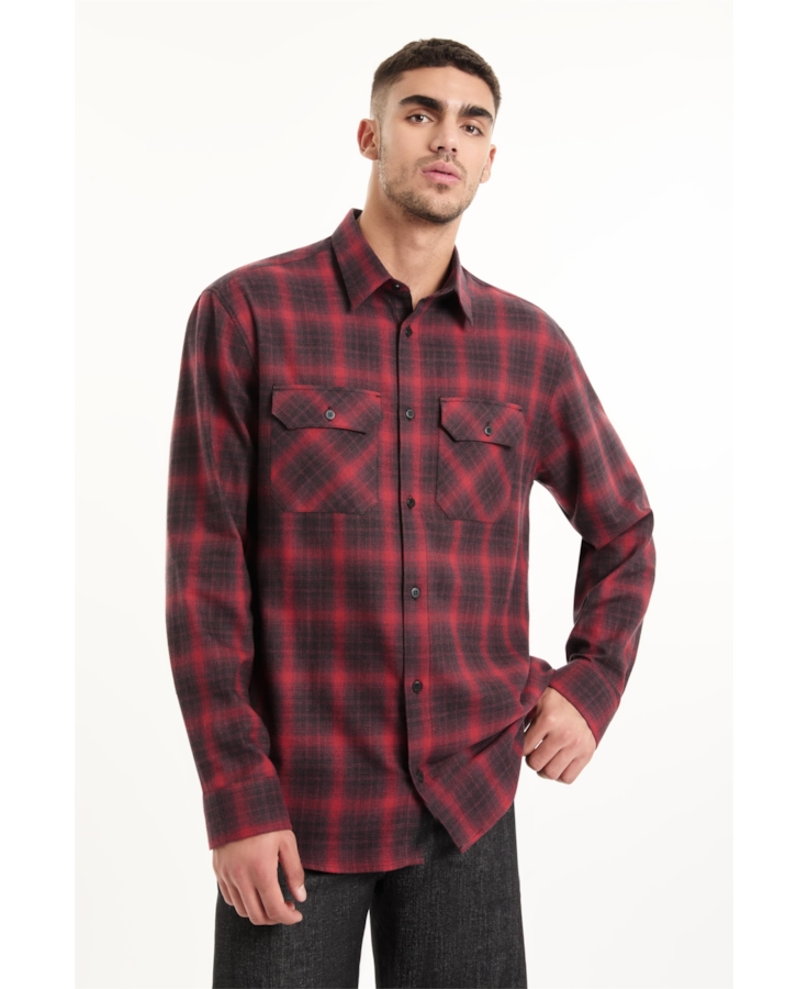 Camisa Xadrez Wool Touch Denmark Loose Cereja