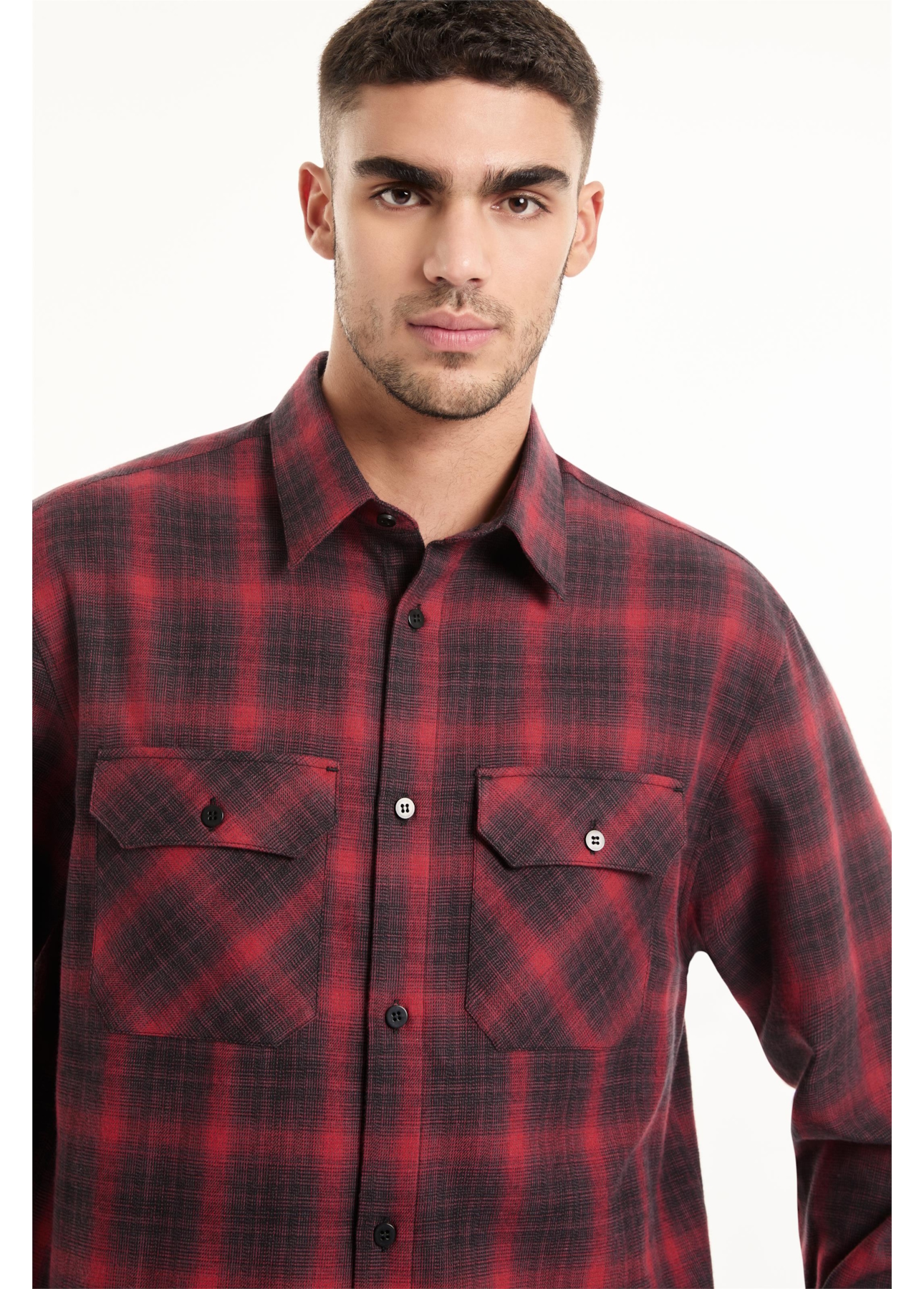 Camisa Xadrez Wool Touch Denmark Loose Cereja