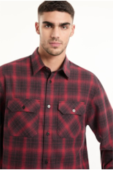 Camisa Xadrez Wool Touch Denmark Loose Cereja