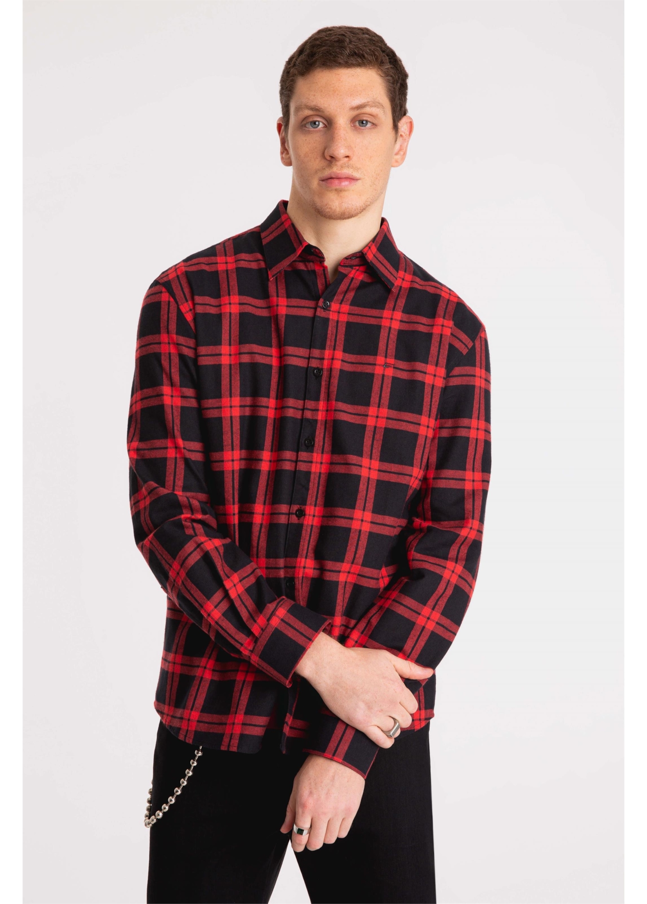 Camisa Xadrez Wool Touch Difusion Plaid Vermelho