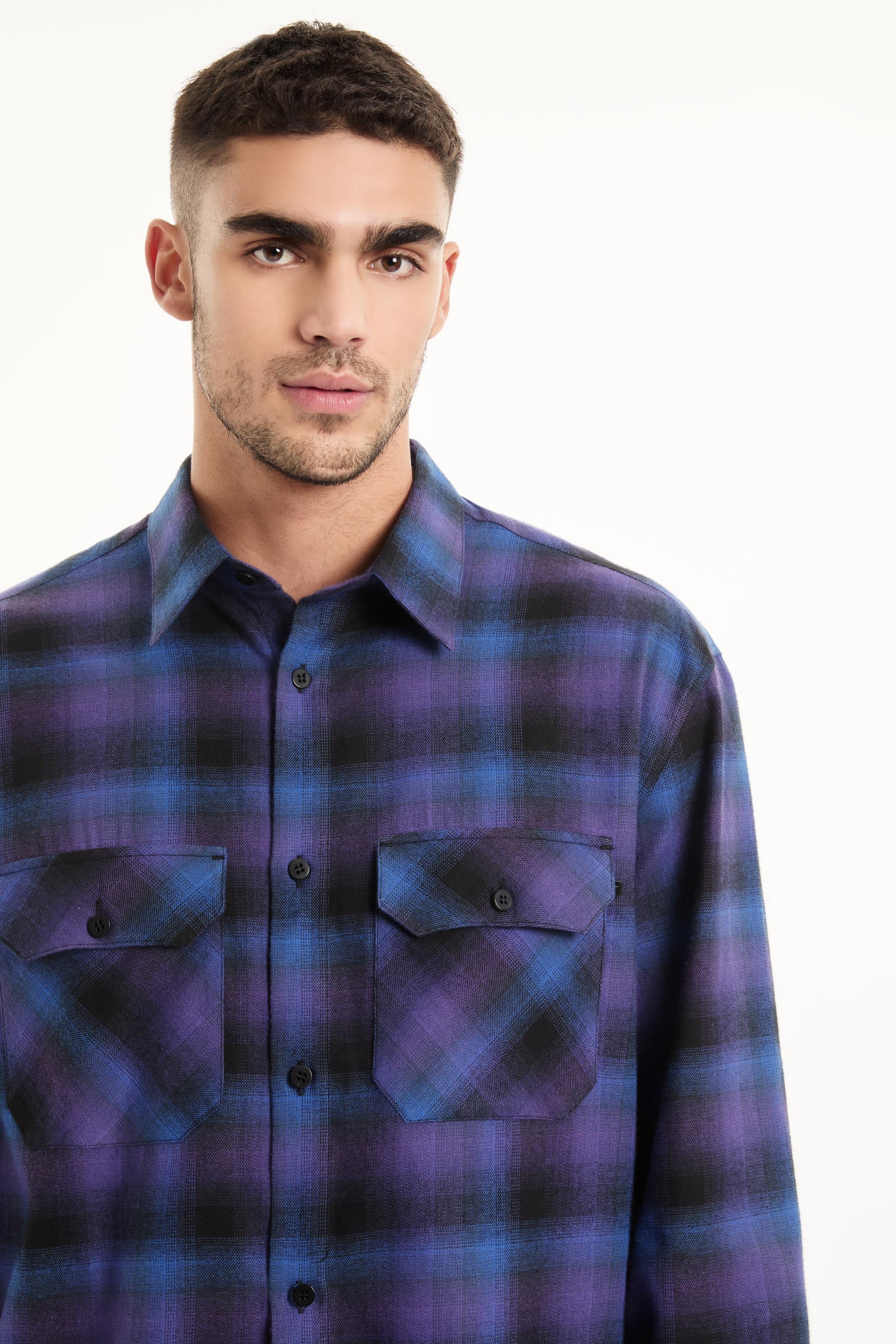 Camisa Xadrez Wool Touch Estonia Loose Irish Azul