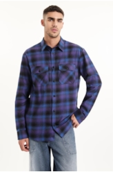 Camisa Xadrez Wool Touch Estonia Loose Irish Azul