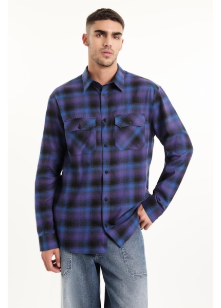 Camisa Xadrez Wool Touch Estonia Loose Irish Azul