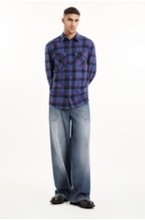 Camisa Xadrez Wool Touch Estonia Loose Irish Azul