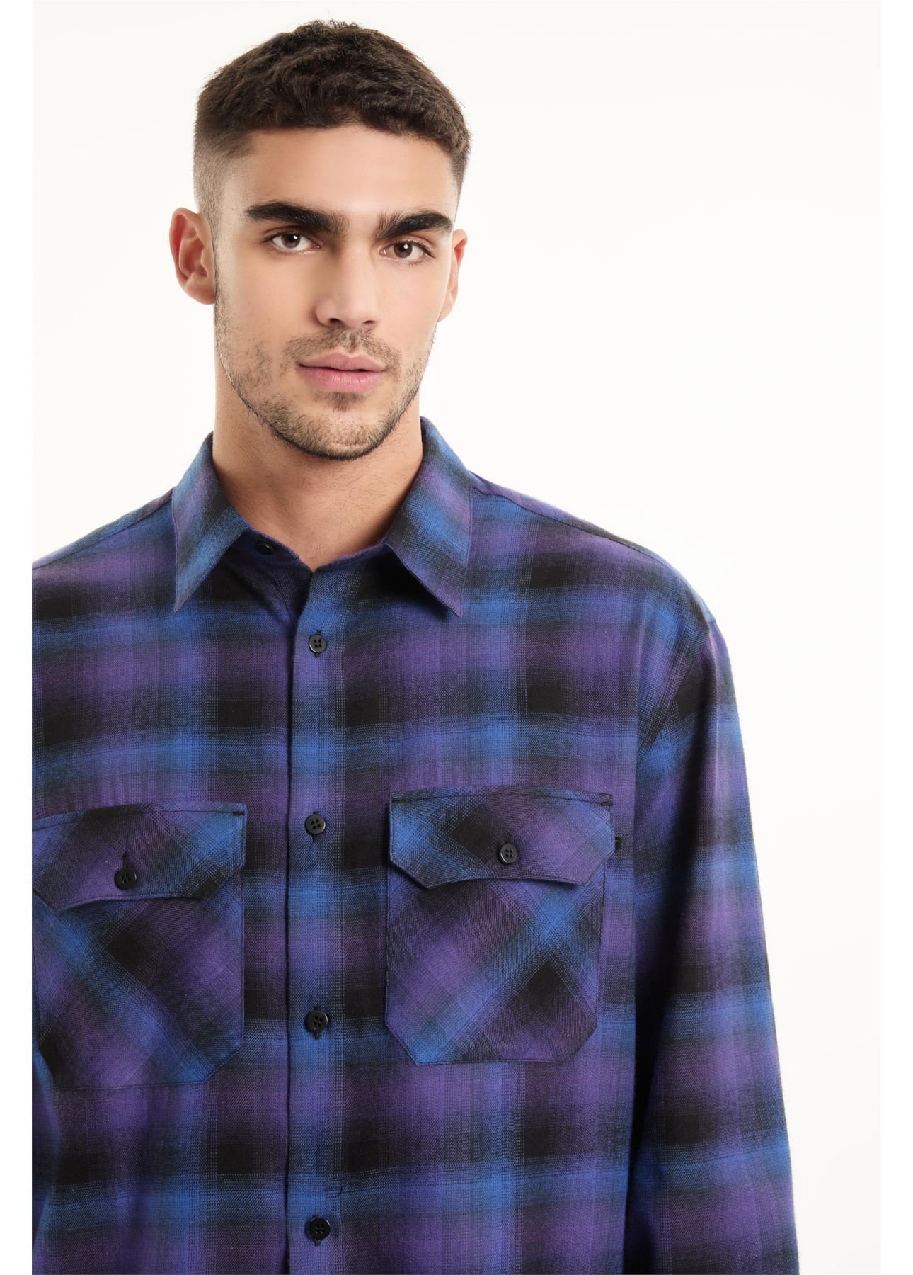 Camisa Xadrez Wool Touch Estonia Loose Irish Azul