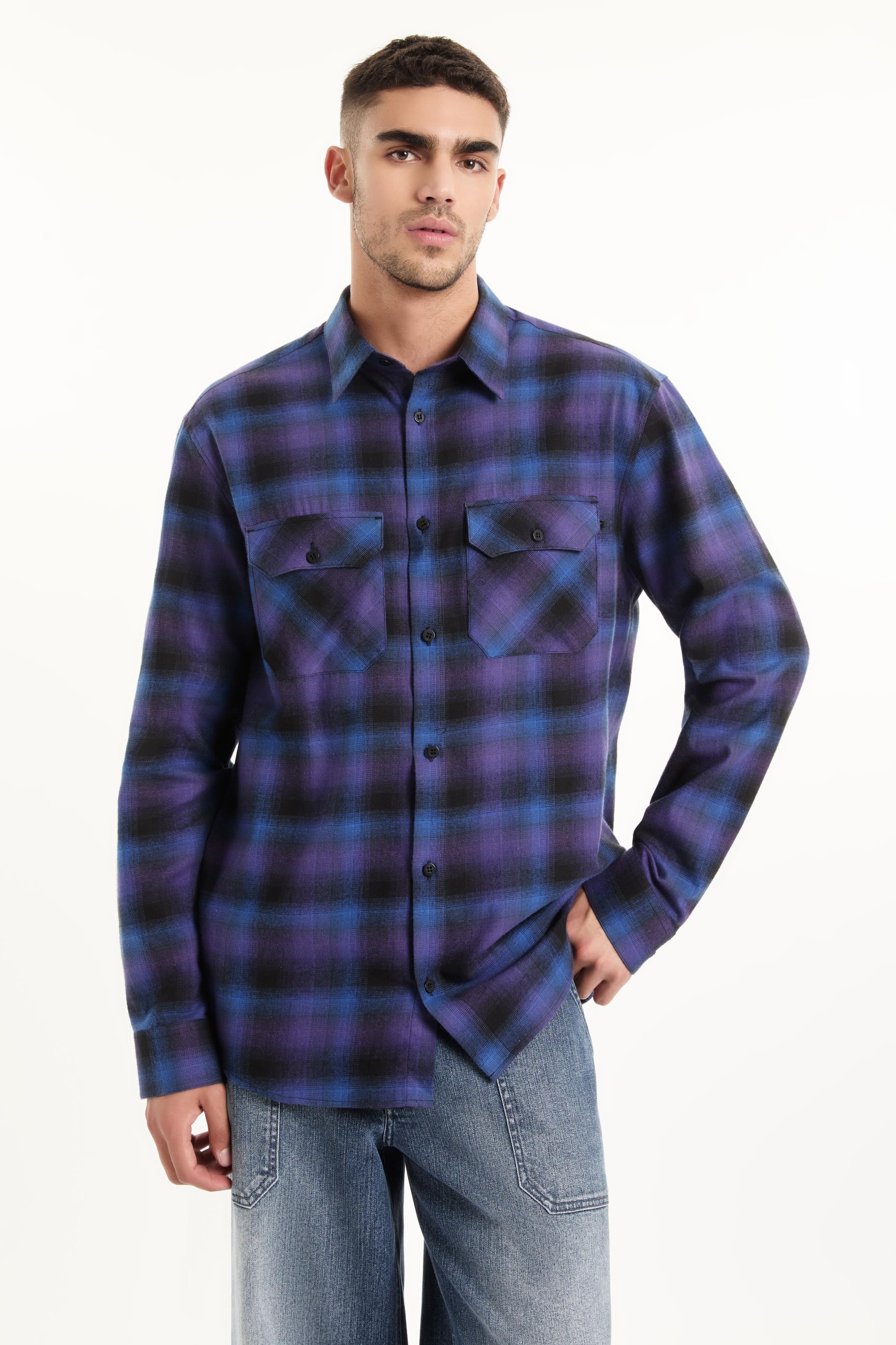 Camisa Xadrez Wool Touch Estonia Loose Irish Azul