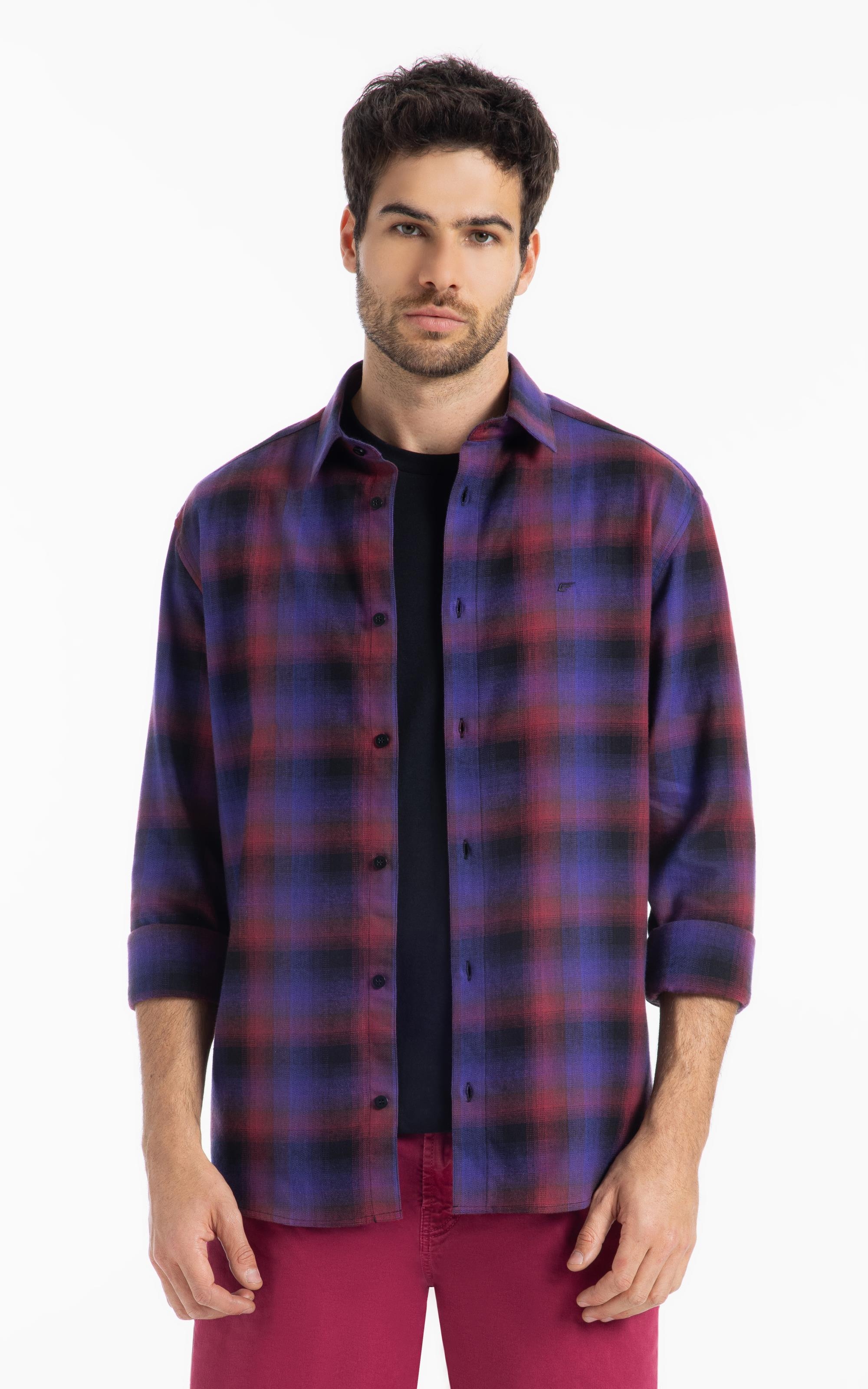 Camisa Xadrez Wool Touch Estonia Xangai Vinho