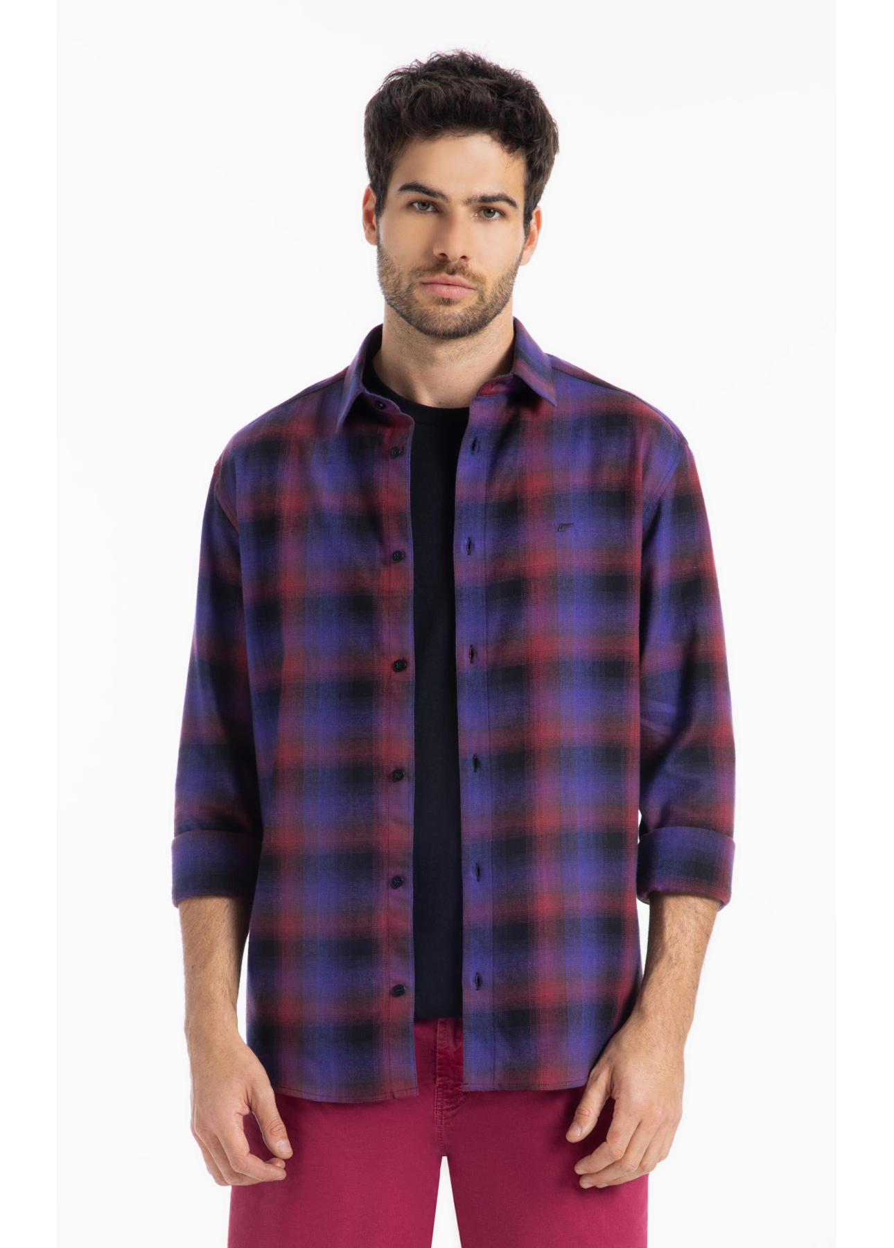 Camisa Xadrez Wool Touch Estonia  Xangai Vinho