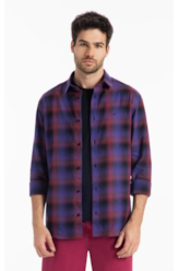 Camisa Xadrez Wool Touch Estonia  Xangai Vinho
