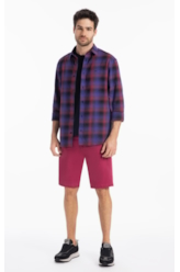 Camisa Xadrez Wool Touch Estonia  Xangai Vinho