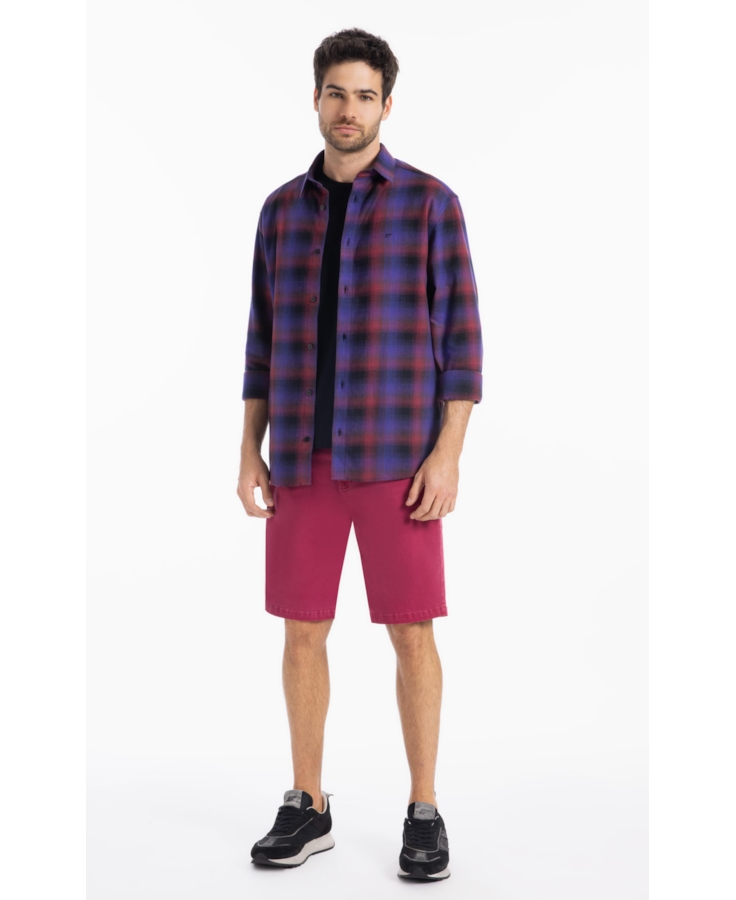 Camisa Xadrez Wool Touch Estonia  Xangai Vinho