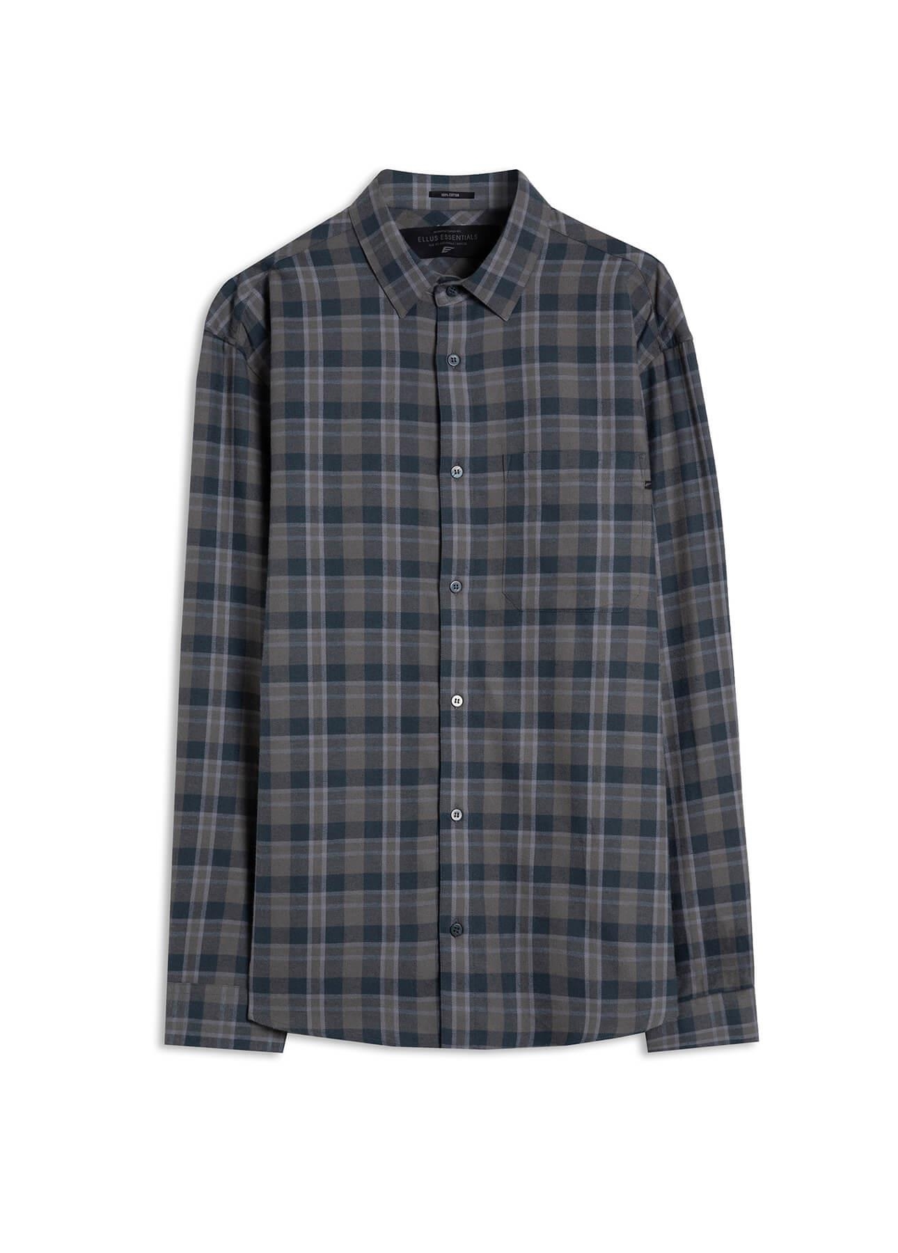 Camisa Xadrez Wool Touch Frost Loose Xangai Grafite