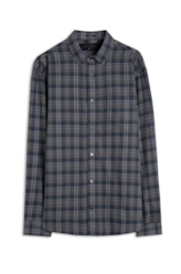 Camisa Xadrez Wool Touch Frost Loose Xangai Grafite