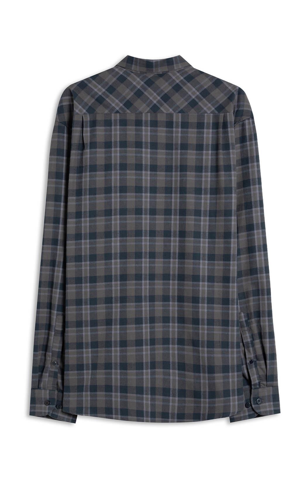 Camisa Xadrez Wool Touch Frost Loose Xangai Grafite