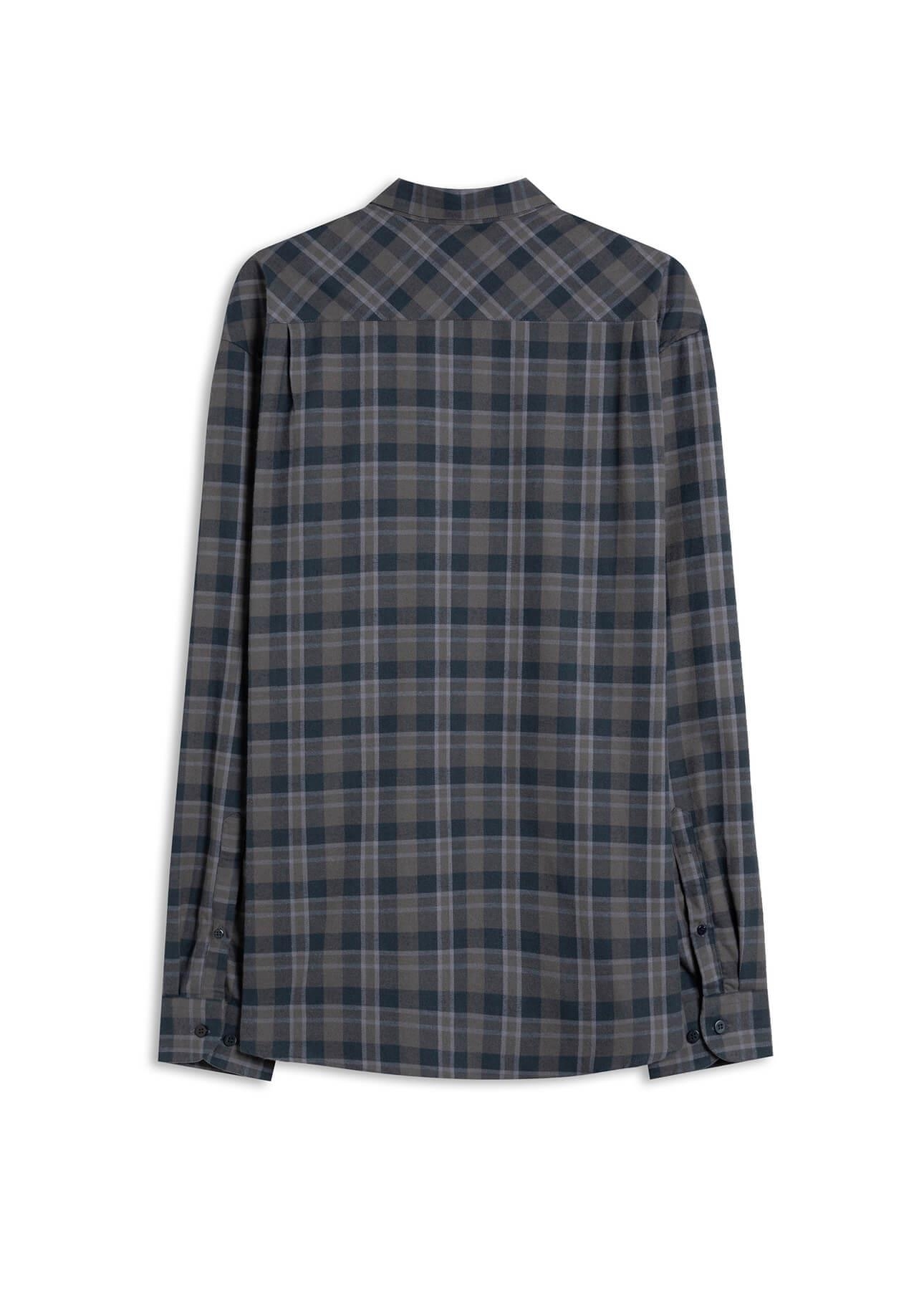 Camisa Xadrez Wool Touch Frost Loose Xangai Grafite