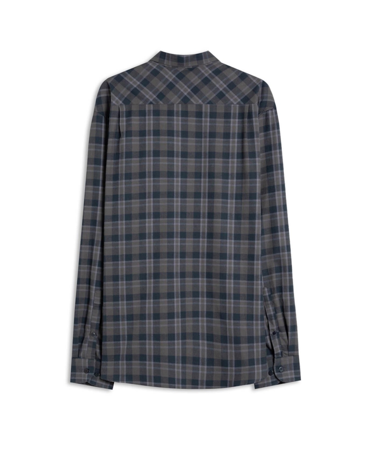 Camisa Xadrez Wool Touch Frost Loose Xangai Grafite