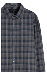 Camisa Xadrez Wool Touch Frost Loose Xangai Grafite