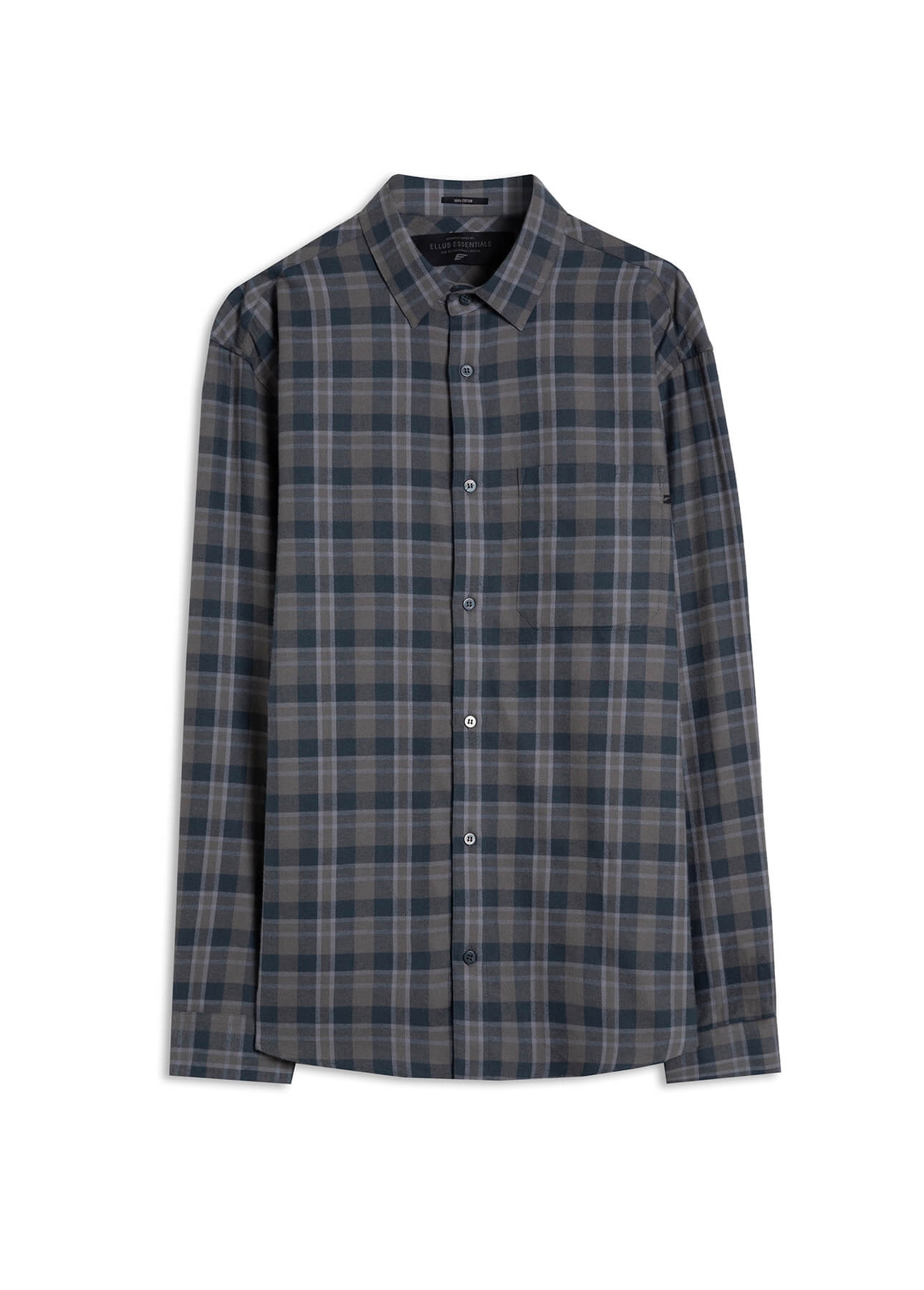 Camisa Xadrez Wool Touch Frost Loose Xangai Grafite