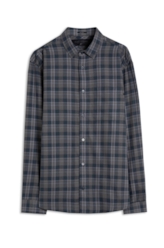 Camisa Xadrez Wool Touch Frost Loose Xangai Grafite
