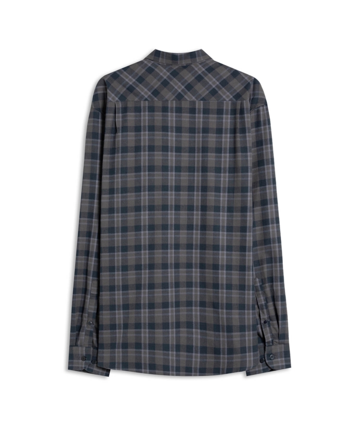 Camisa Xadrez Wool Touch Frost Loose Xangai Grafite