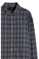 Camisa Xadrez Wool Touch Frost Loose Xangai Grafite