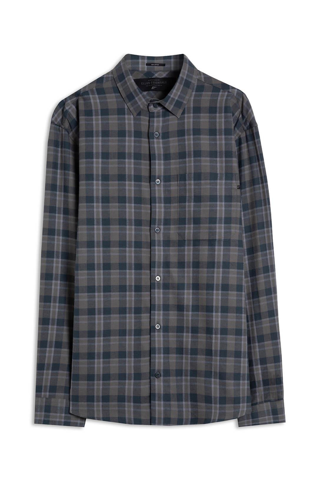 Camisa Xadrez Wool Touch Frost Loose Xangai Grafite