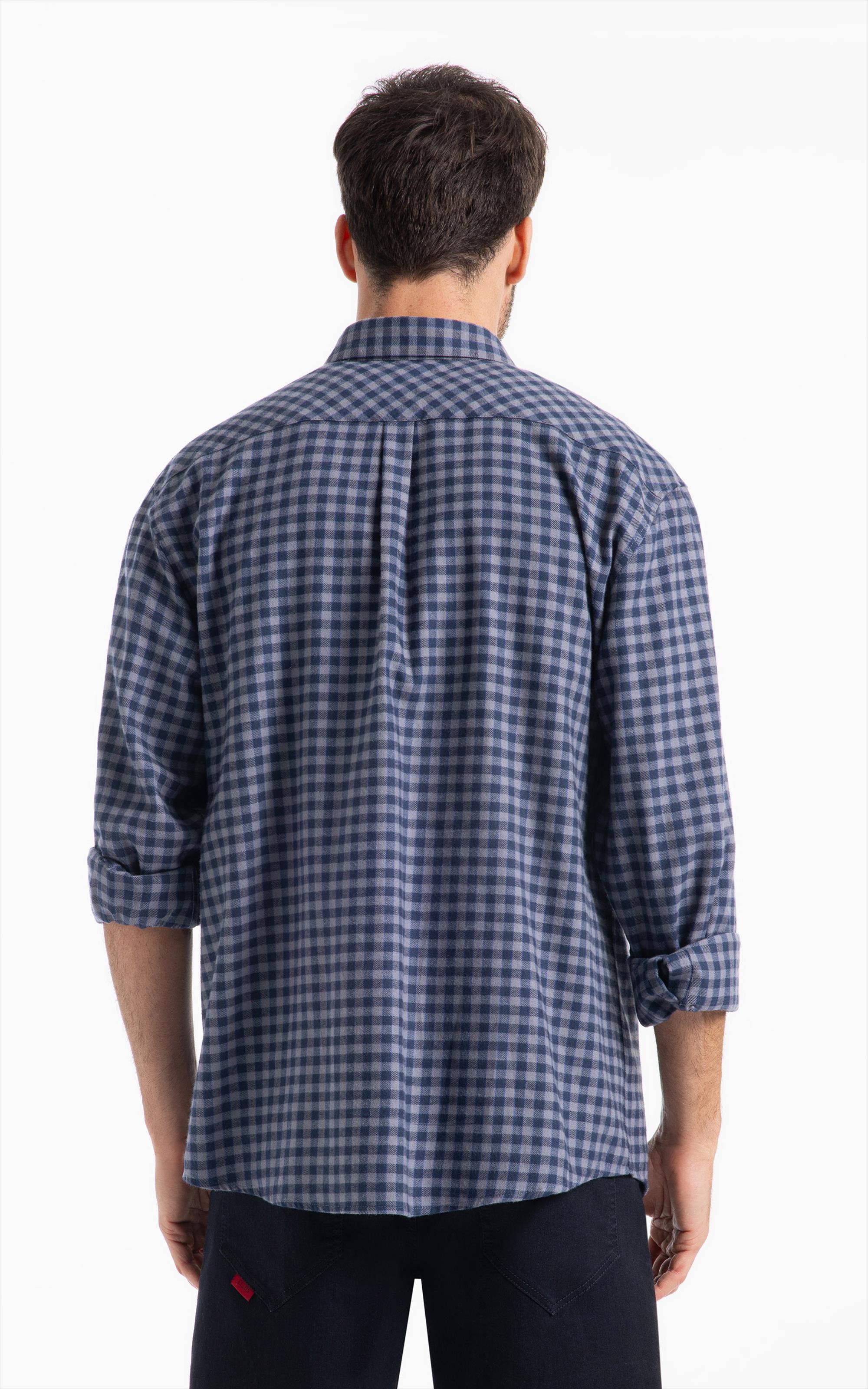 Camisa Xadrez Wool Touch Hunter Loose Xangai Grafite