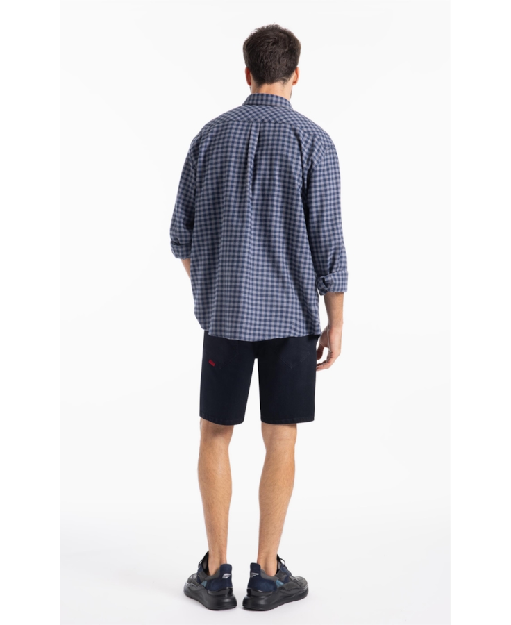 Camisa Xadrez Wool Touch Hunter Loose Xangai Grafite