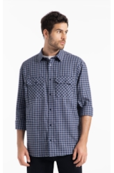 Camisa Xadrez Wool Touch Hunter Loose Xangai Grafite