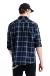 Camisa Xadrez Wool Touch Iceland Classic Xangai Azul Marinho