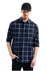 Camisa Xadrez Wool Touch Iceland Classic Xangai Azul Marinho