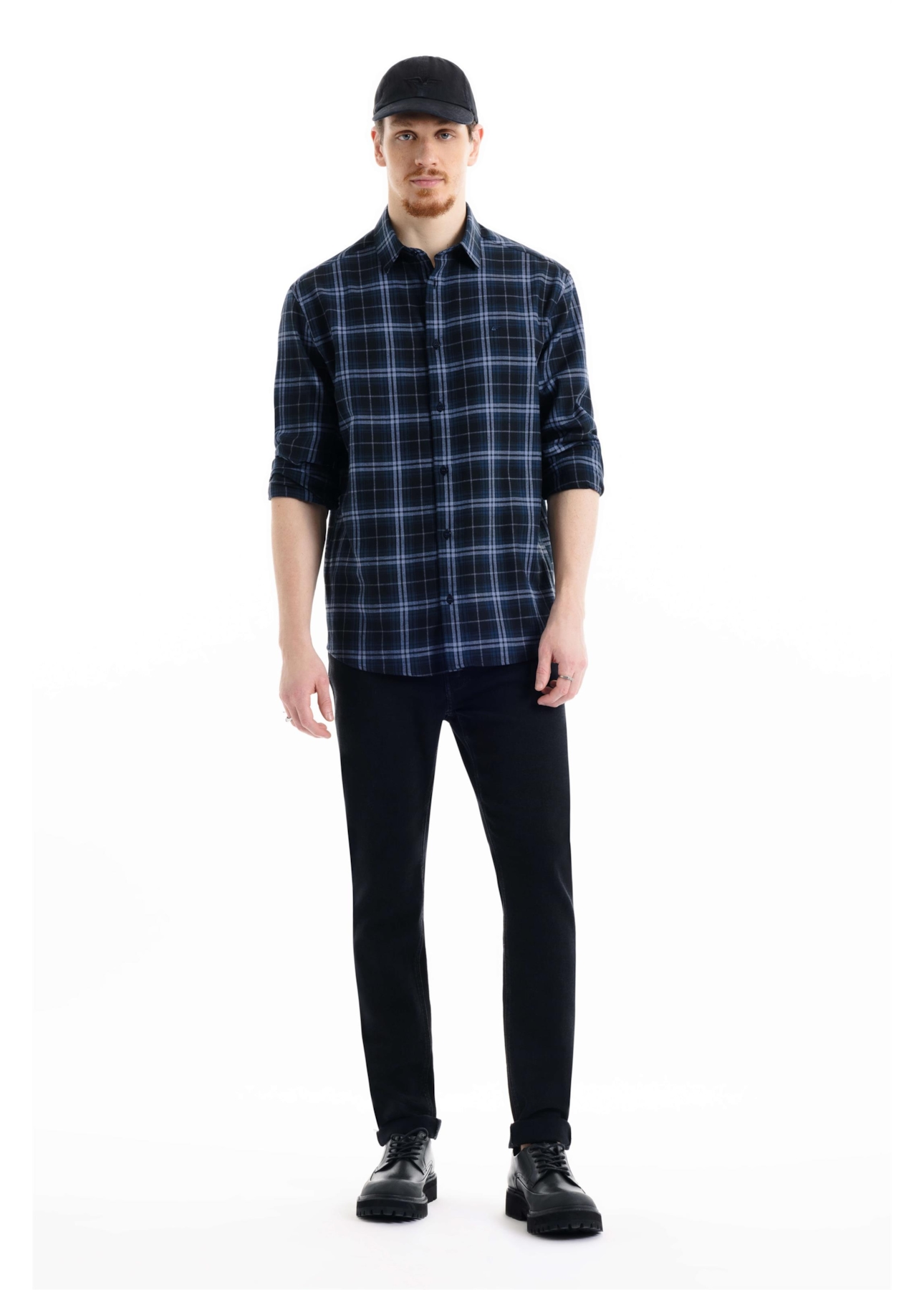 Camisa Xadrez Wool Touch Iceland Classic Xangai Azul Marinho