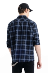Camisa Xadrez Wool Touch Iceland Classic Xangai Azul Marinho