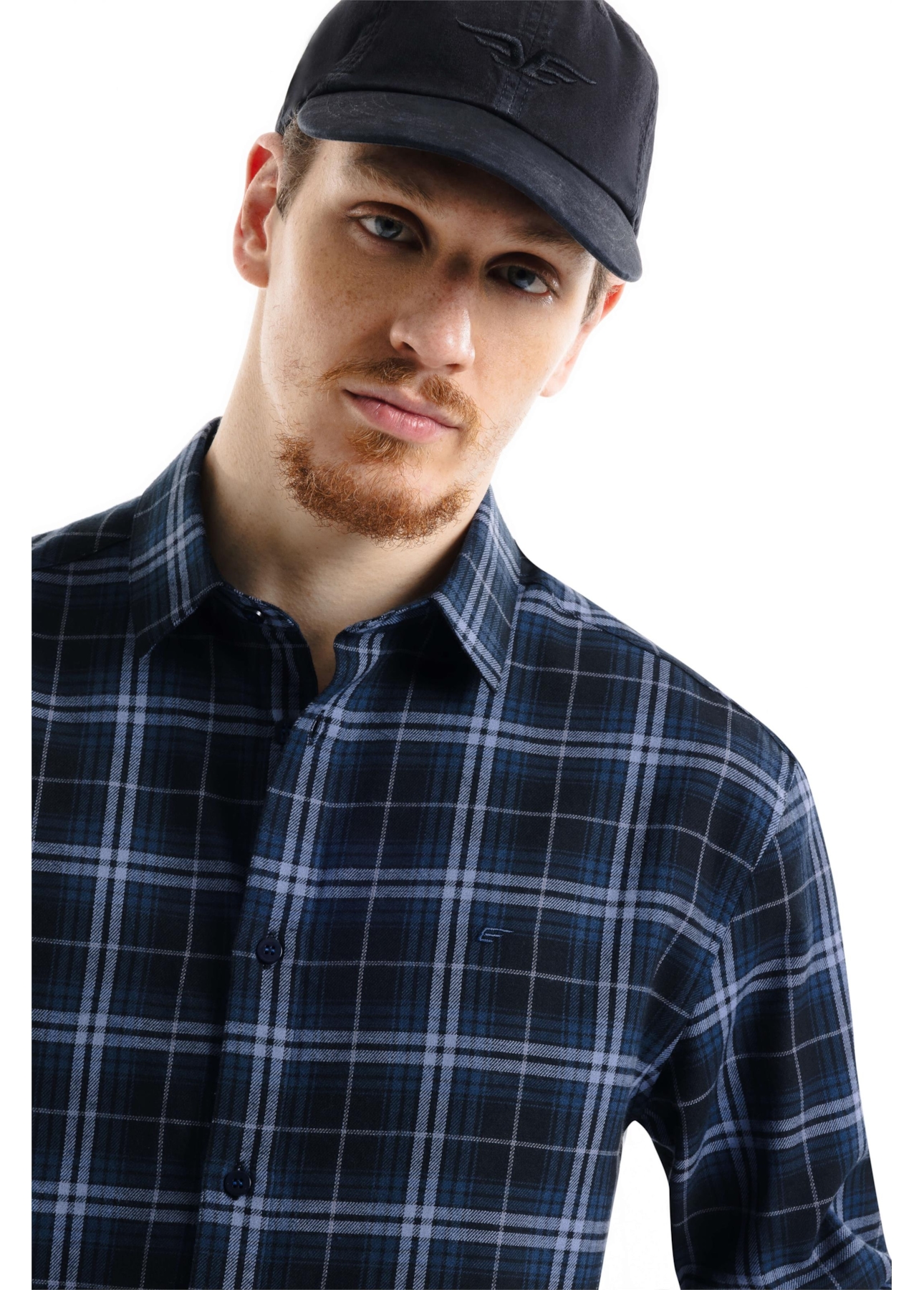 Camisa Xadrez Wool Touch Iceland Classic Xangai Azul Marinho