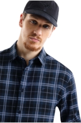 Camisa Xadrez Wool Touch Iceland Classic Xangai Azul Marinho