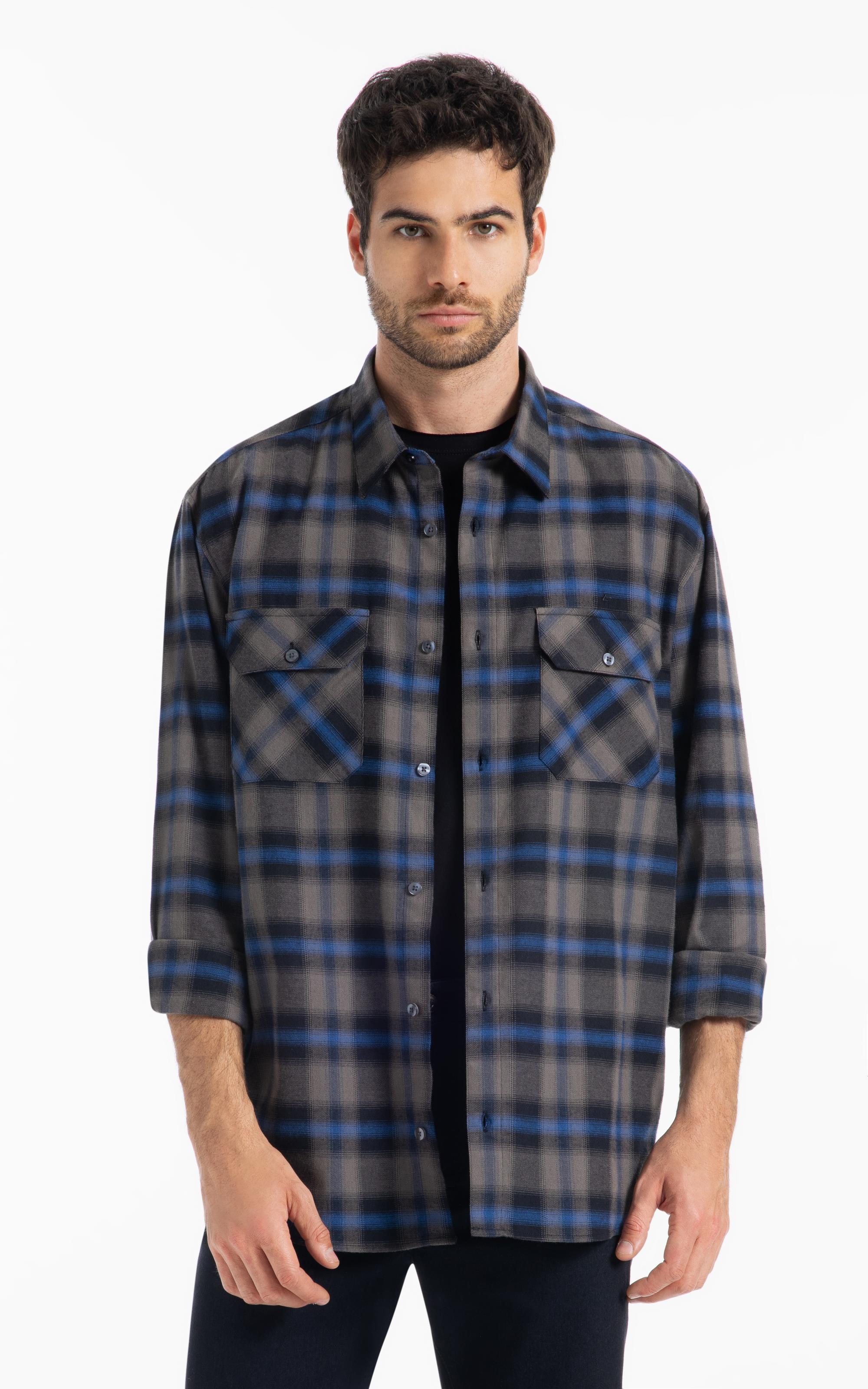 Camisa Xadrez Wool Touch Sweden Loose Irish Misty