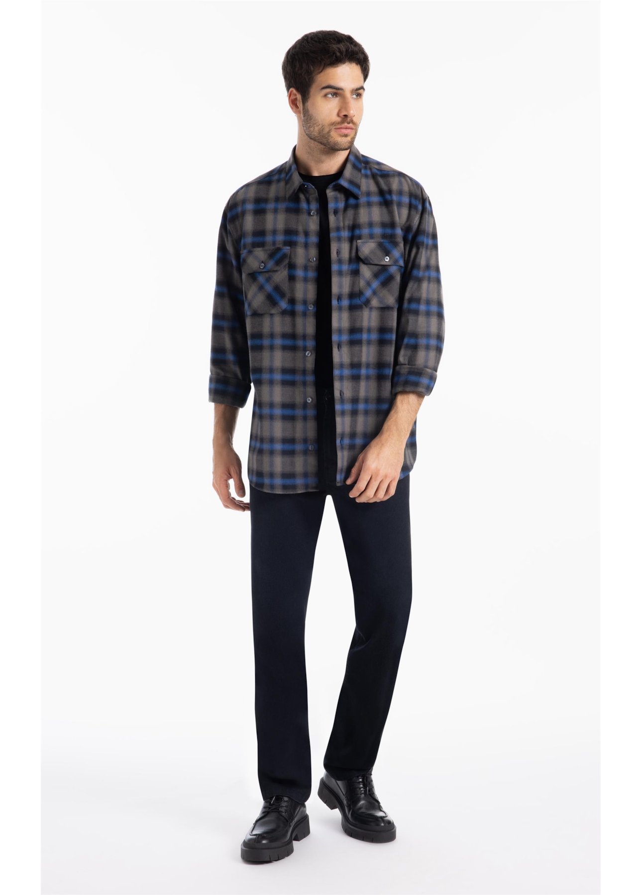 Camisa Xadrez Wool Touch Sweden Loose Irish Misty