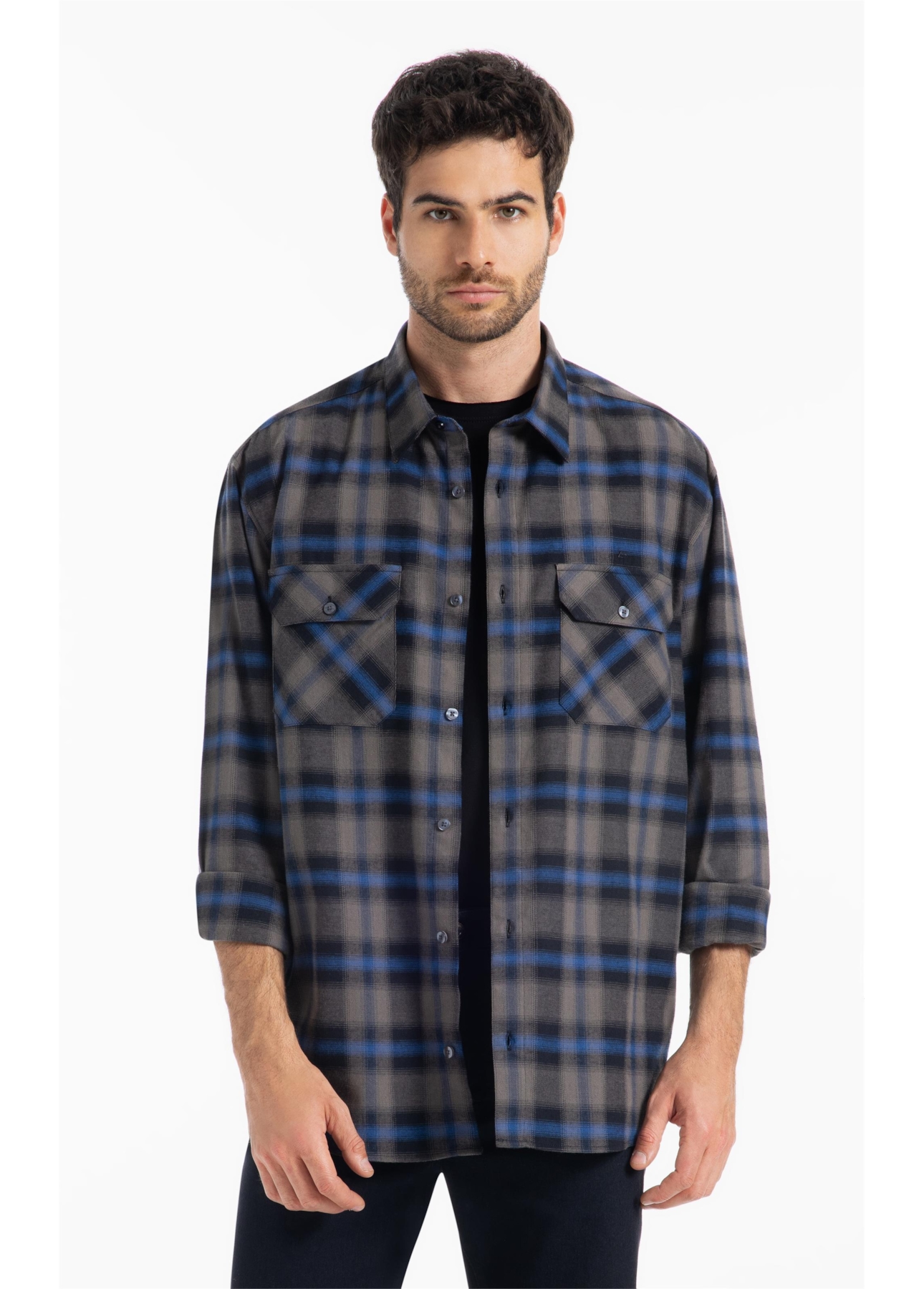 Camisa Xadrez Wool Touch Sweden Loose Irish Misty