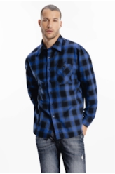 Camisa Xadrez Wool Touch Wint Plaid Louse Azul Bic