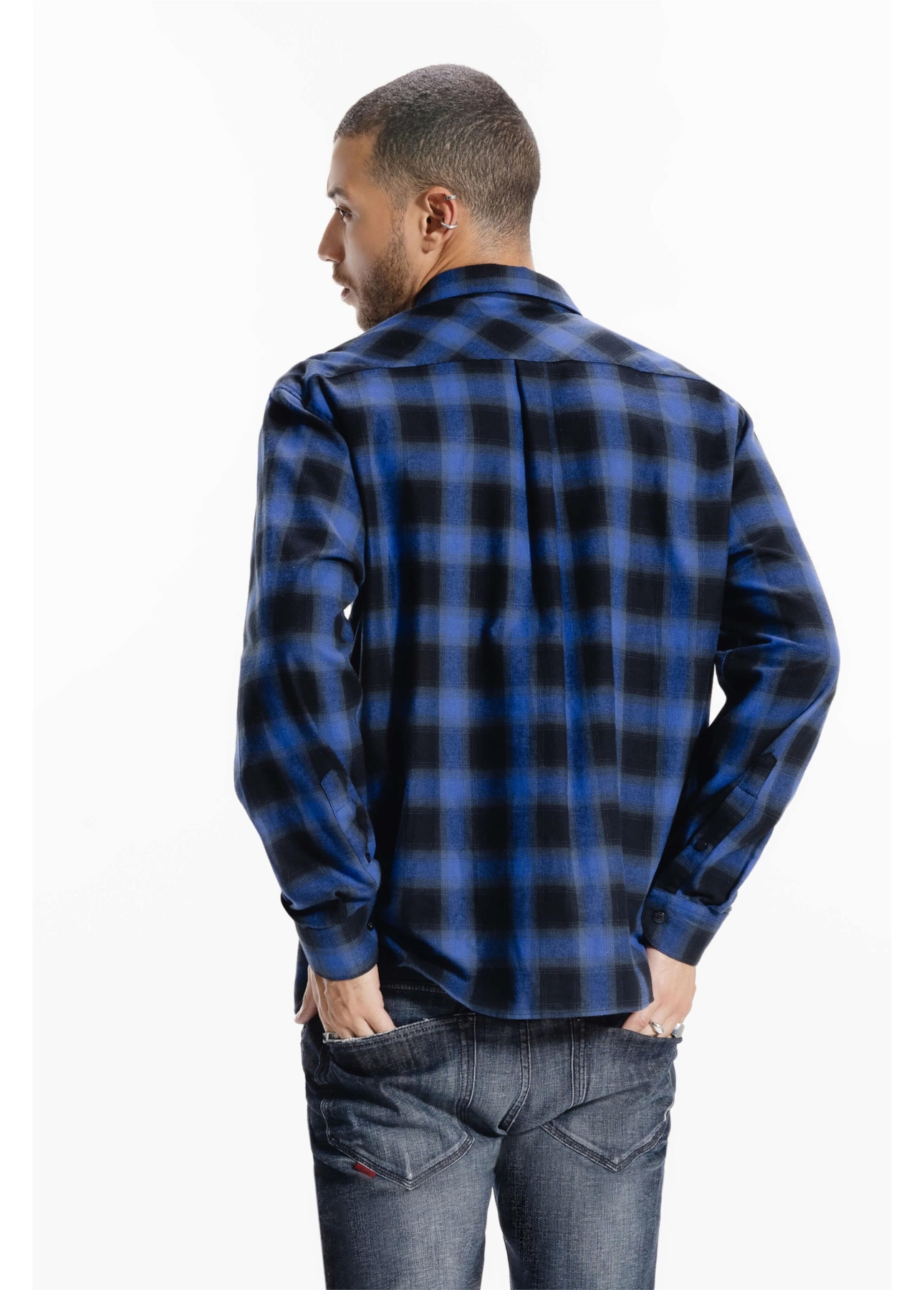 Camisa Xadrez Wool Touch Wint Plaid Louse Azul Bic
