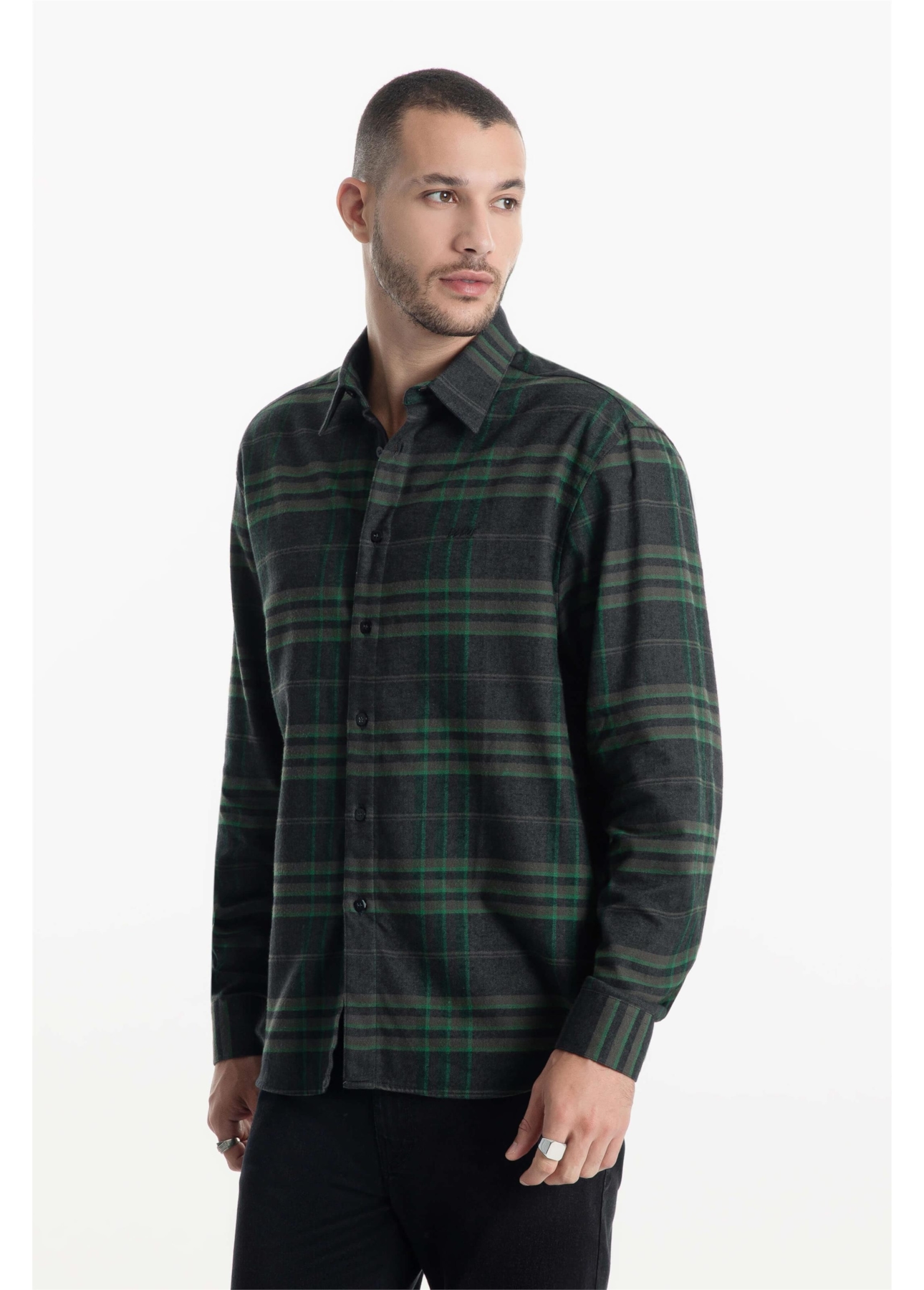 Camisa Xadrez Wool Touch Zurich Loose Irish Verde Escuro